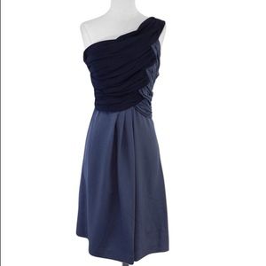 Silk navy and periwinkle designer dress